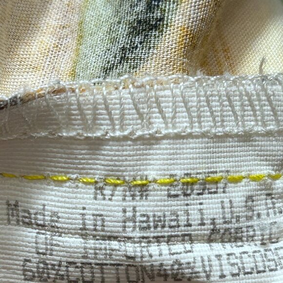 Tori Richard Shirt Mens Large Butter Yellow Cabo Wabo Floral Hawaiian Camp Beach - Picture 9 of 10